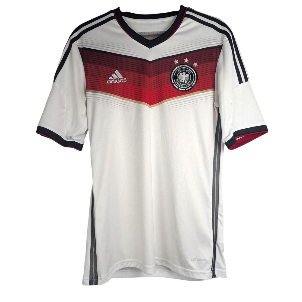 M Adidas Germany 2014 World Cup Home Jersey White Red DFB Soccer Shirt Mens